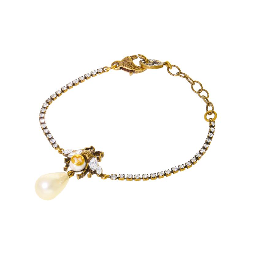 GUCCI グッチ/インターロッキングG/bee フェイクパールブレス/サイズ:15-18//1830FI/ABランク/91