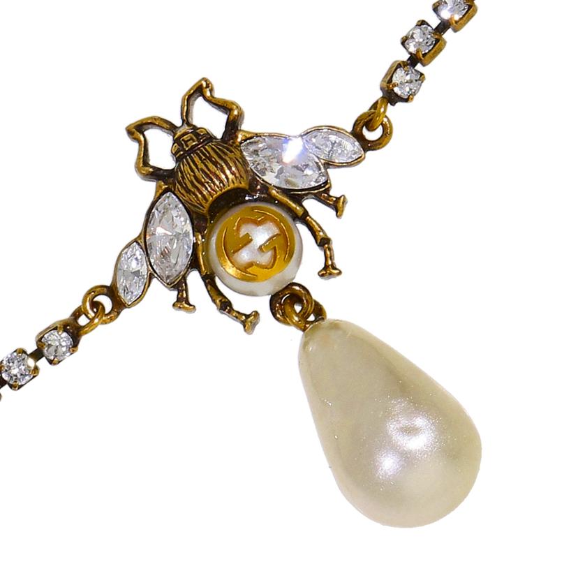 GUCCI グッチ/インターロッキングG/bee フェイクパールブレス/サイズ:15-18//1830FI/ABランク/91