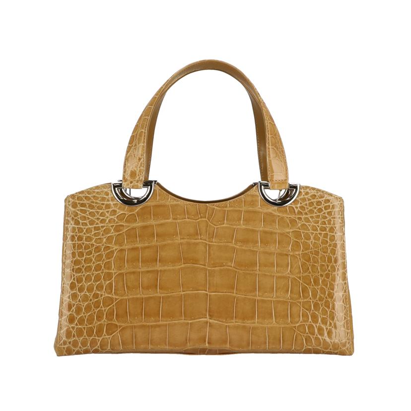 sanpo 三宝/クロコダイル ハンドバッグ JRAタグ付き/ベージュ//Aランク/01