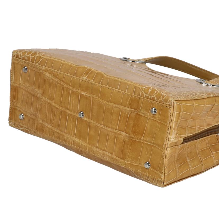 sanpo 三宝/クロコダイル ハンドバッグ JRAタグ付き/ベージュ//Aランク/01