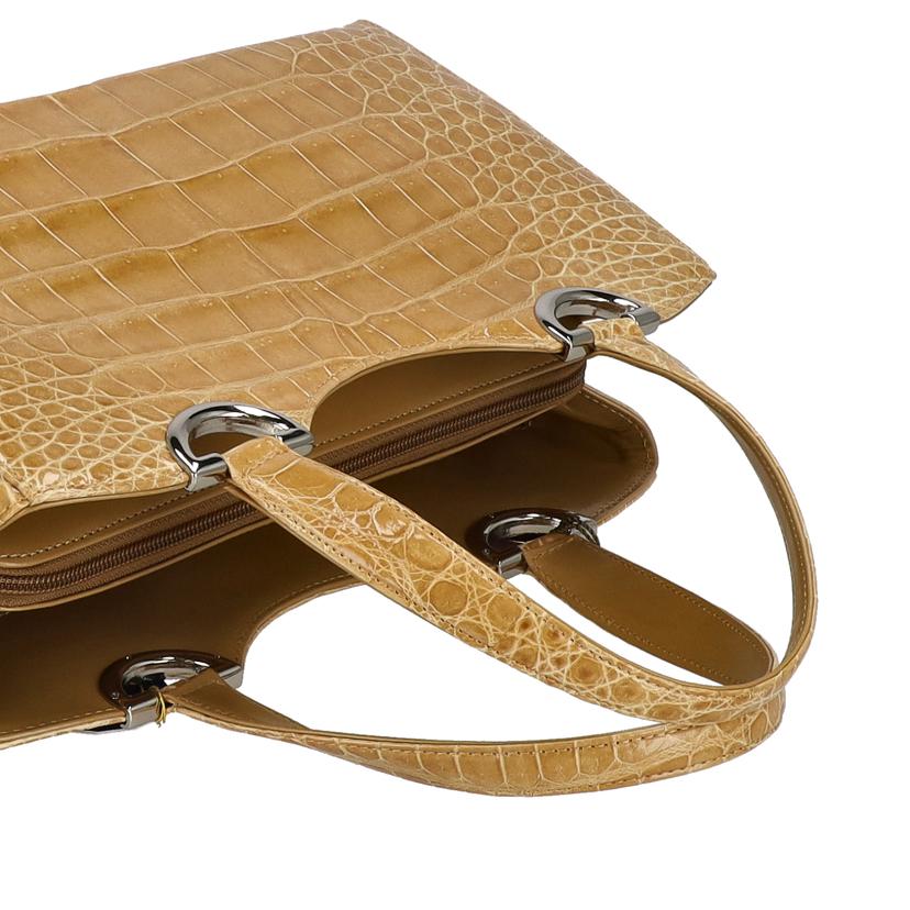 sanpo 三宝/クロコダイル ハンドバッグ JRAタグ付き/ベージュ//Aランク/01