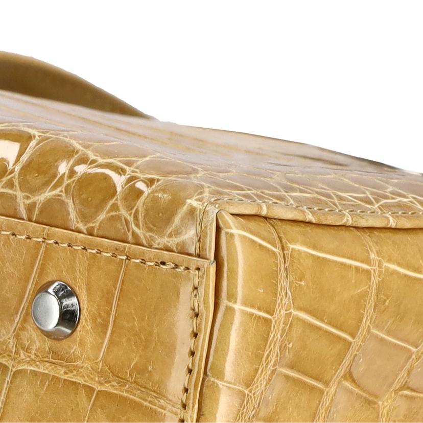 sanpo 三宝/クロコダイル ハンドバッグ JRAタグ付き/ベージュ//Aランク/01