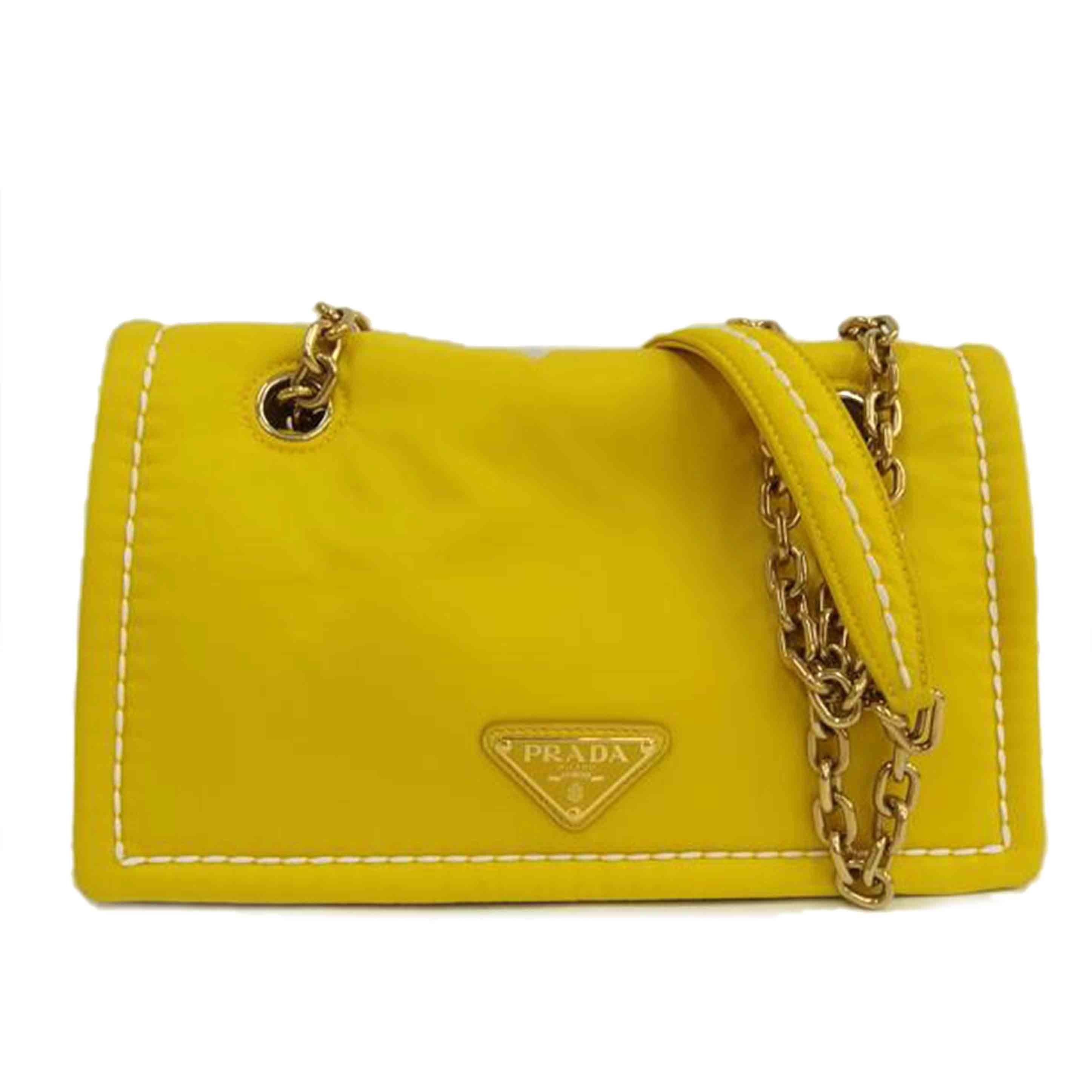 PRADA プラダ/テスートナイロンチェーンショルダー/黄//Aランク/82