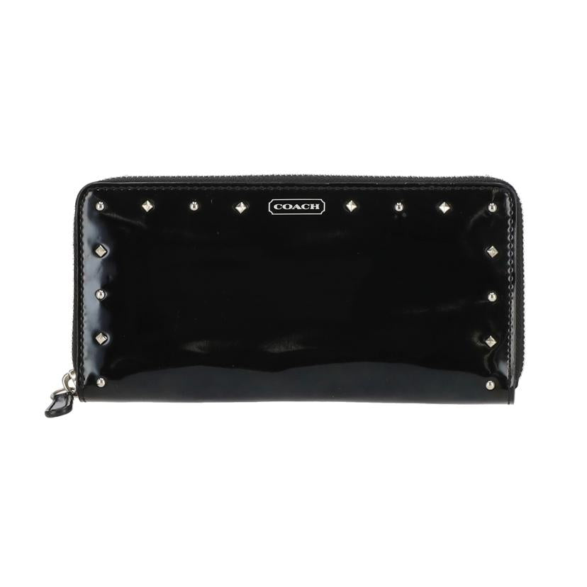 COACH コーチ/エナメルレザー/ラウンドファスナー長財布/ブラック//ABランク/18