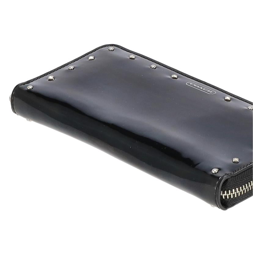 COACH コーチ/エナメルレザー/ラウンドファスナー長財布/ブラック//ABランク/18