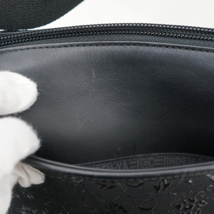 INDEN 印伝屋/レザーショルダーバッグ/ブラック//Aランク/18