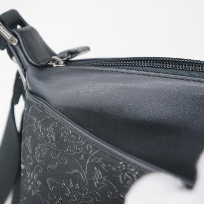 INDEN 印伝屋/レザーショルダーバッグ/ブラック//Aランク/18