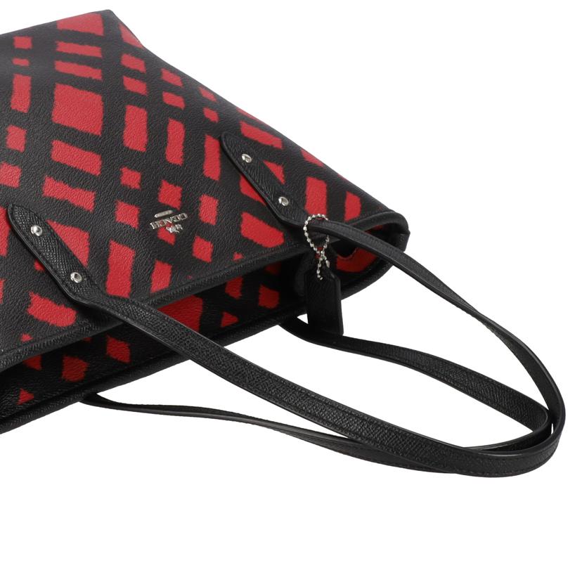 COACH コーチ/ワイルドプラッド/トートバッグ/ブラック×レッド/F22246//G17**/Aランク/18