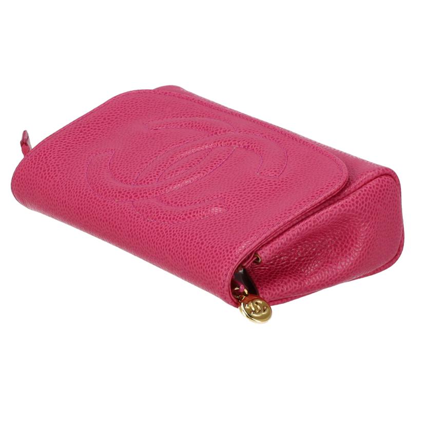 CHANEL シャネル/キャビアスキン/ココマークメイクポーチ/ミラー付//450****/ABランク/91