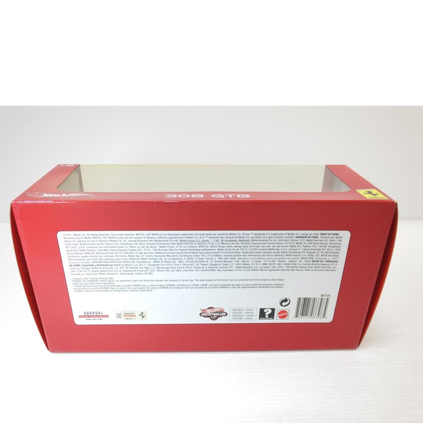 MATTEL マテル/1/18 フェラーリ308 GTB(レッド) 「Hot Wheels」/W1775//Aランク/88