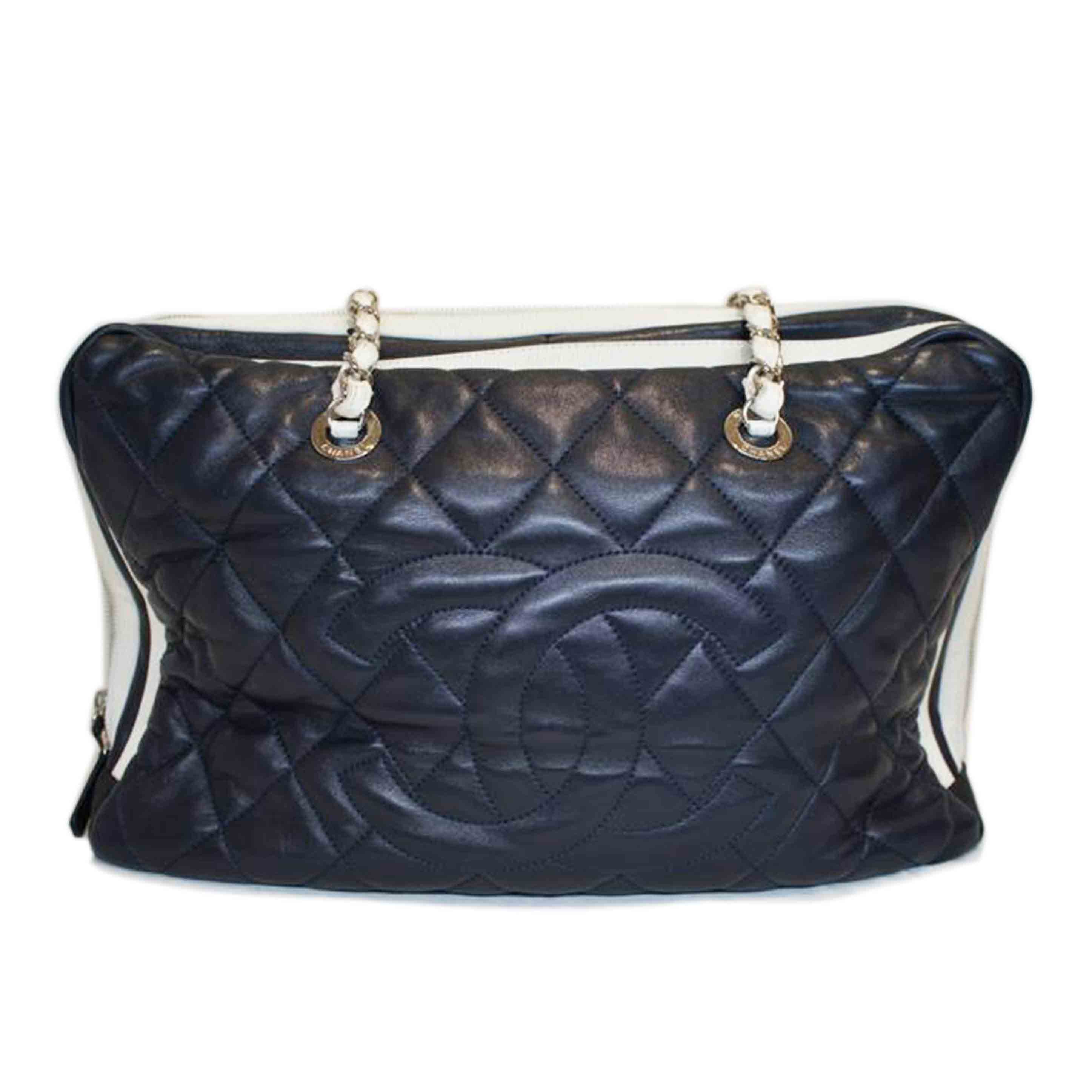 CHANEL シャネル/マトラッセデカココマークチェーントートネイビーラムスキン//131*****/Bランク/92