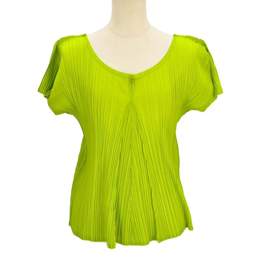PLEATS PLEASE イッセイミヤケ/イッセイミヤケ 半袖T 黄緑//ABランク/78