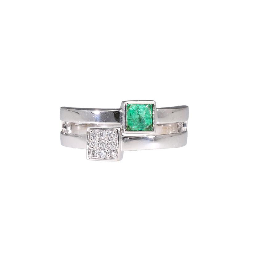 K18WGエメラルドダイヤリング0.30/D0.09ct//Aランク/64