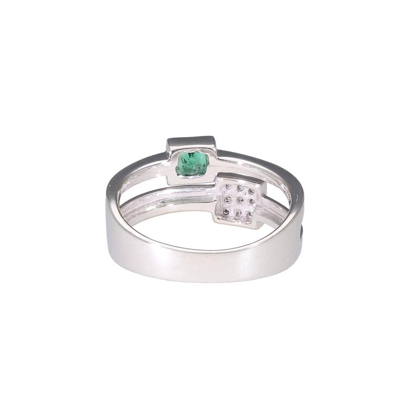 K18WGエメラルドダイヤリング0.30/D0.09ct//Aランク/64
