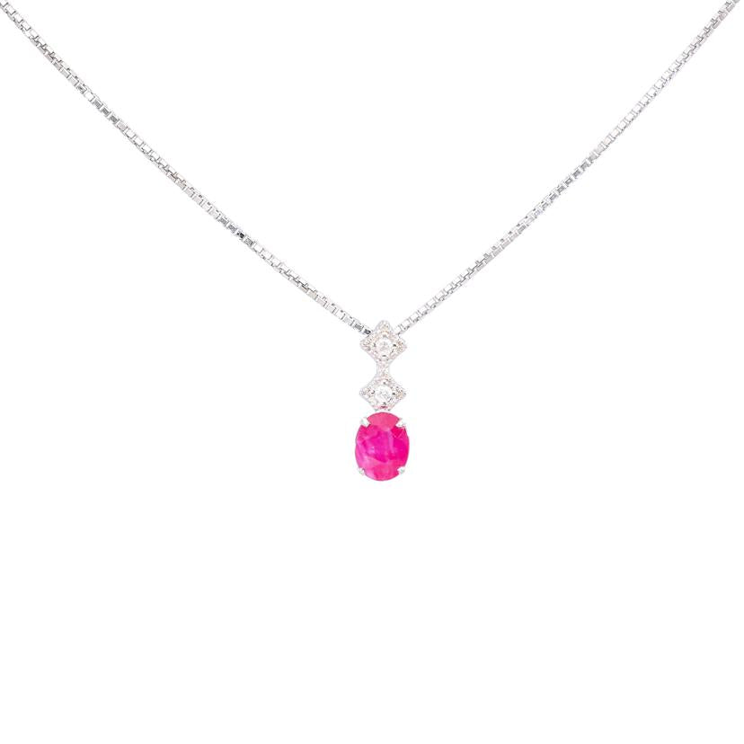 / K18WGルビーダイヤネックレス0.41/D0.02ct//Aランク/65