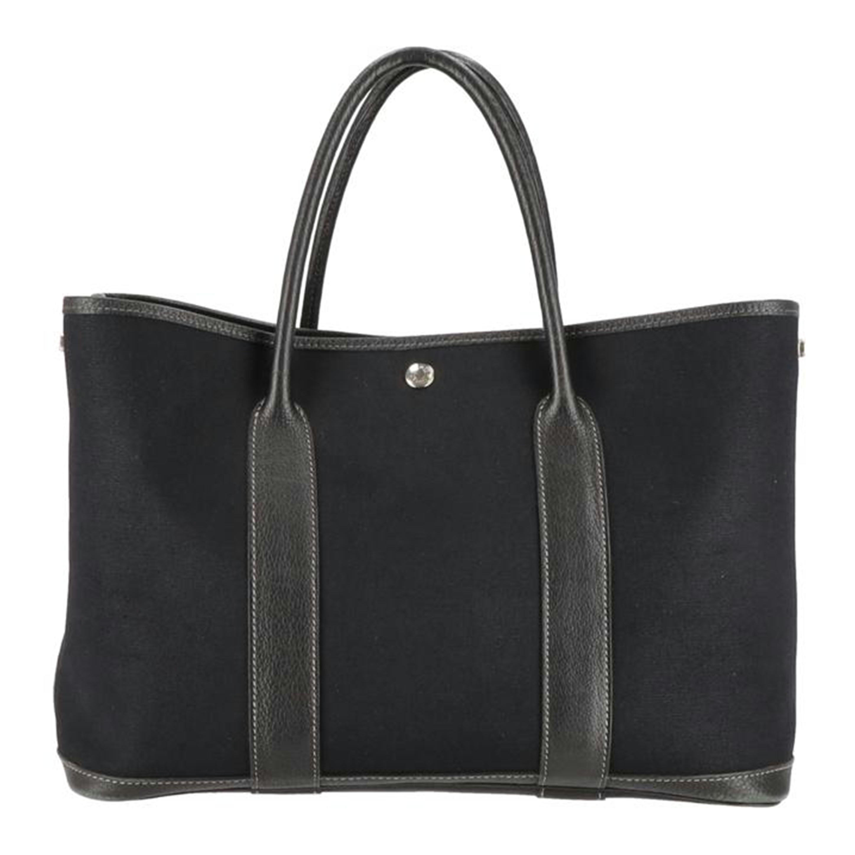 HERMES エルメス/ガーデンパーティPM/トワルオフィシエ×レザー/ブラック//Bランク/75