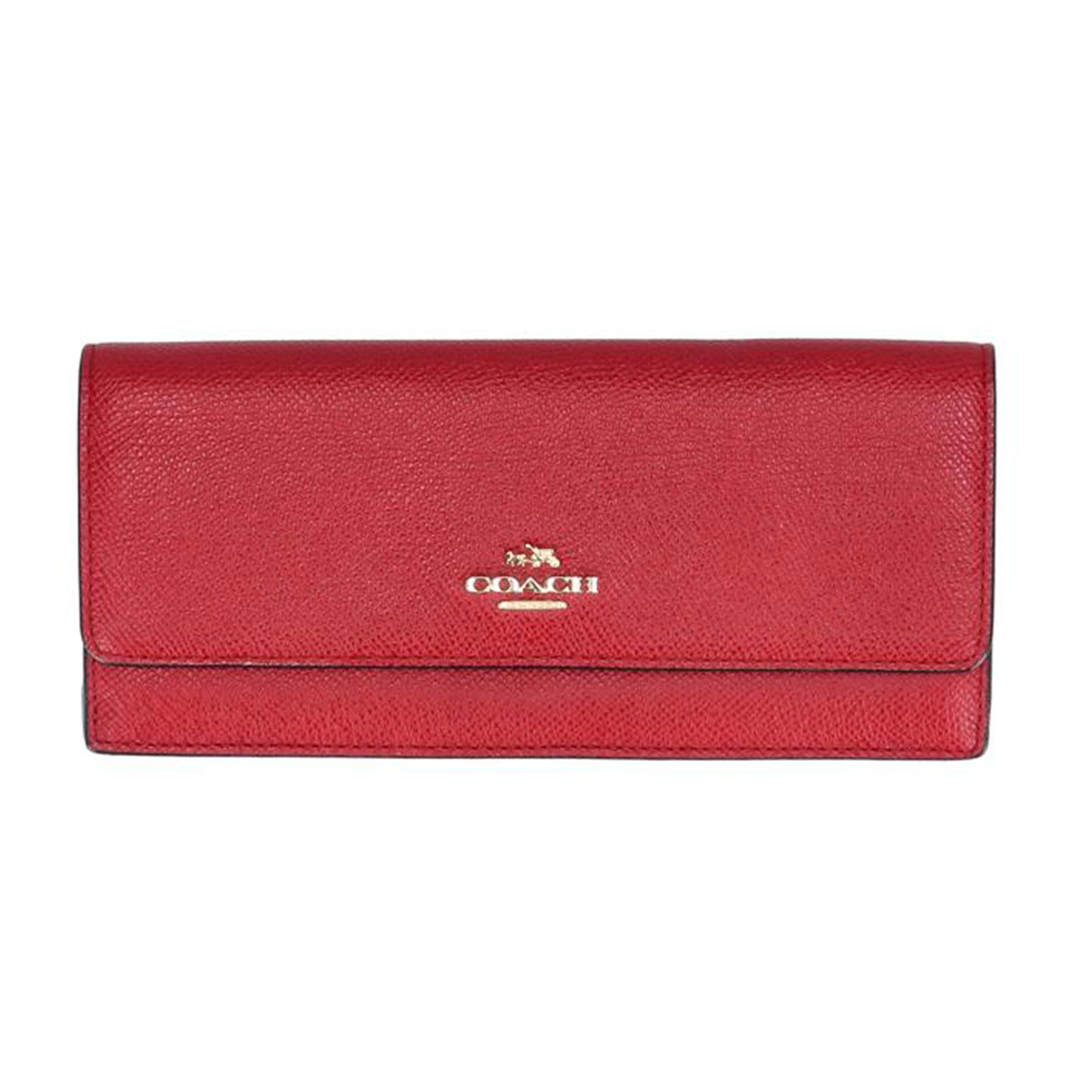 COACH コーチ/クロスグレインレザー/二つ折り長財布/レッド/52331//H14**/Aランク/18