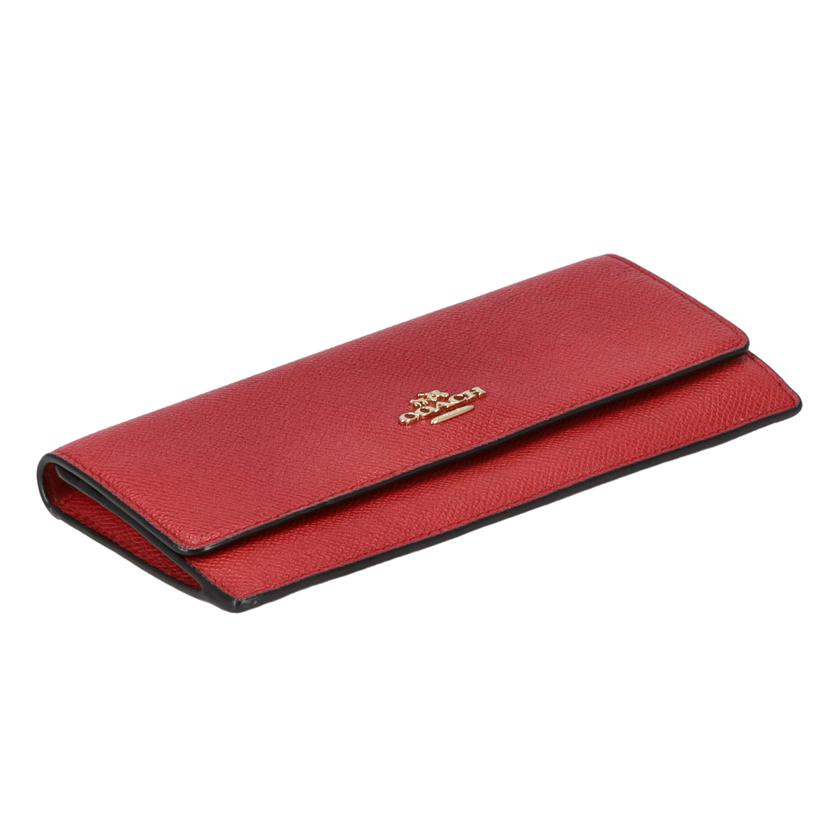 COACH コーチ/クロスグレインレザー/二つ折り長財布/レッド/52331//H14**/Aランク/18