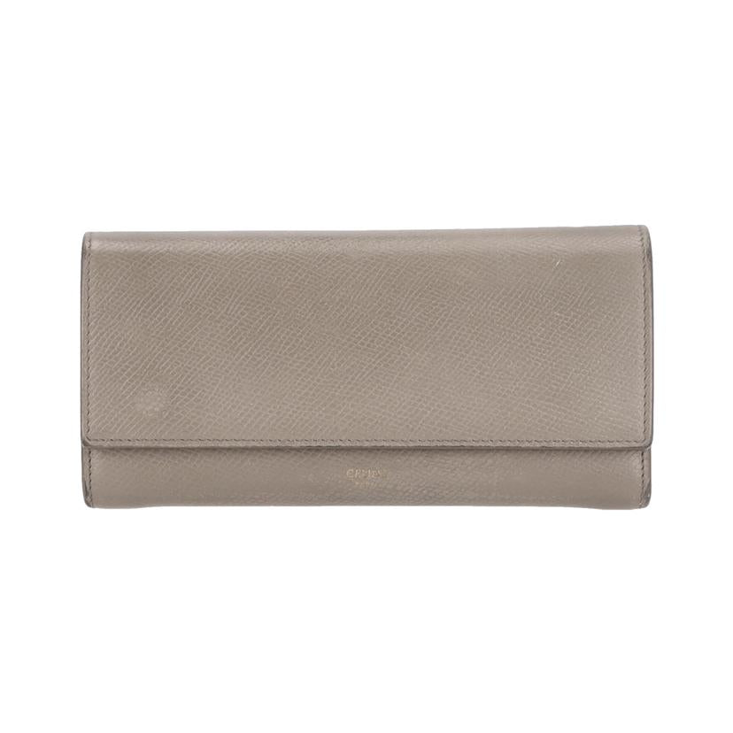 CELINE セリーヌ ラージフラップウォレット ロゴ レザー 長財布 グレージュ レディース CELINE（セリーヌ） 財布 レディース ブランド 長財布 レザー ラージ