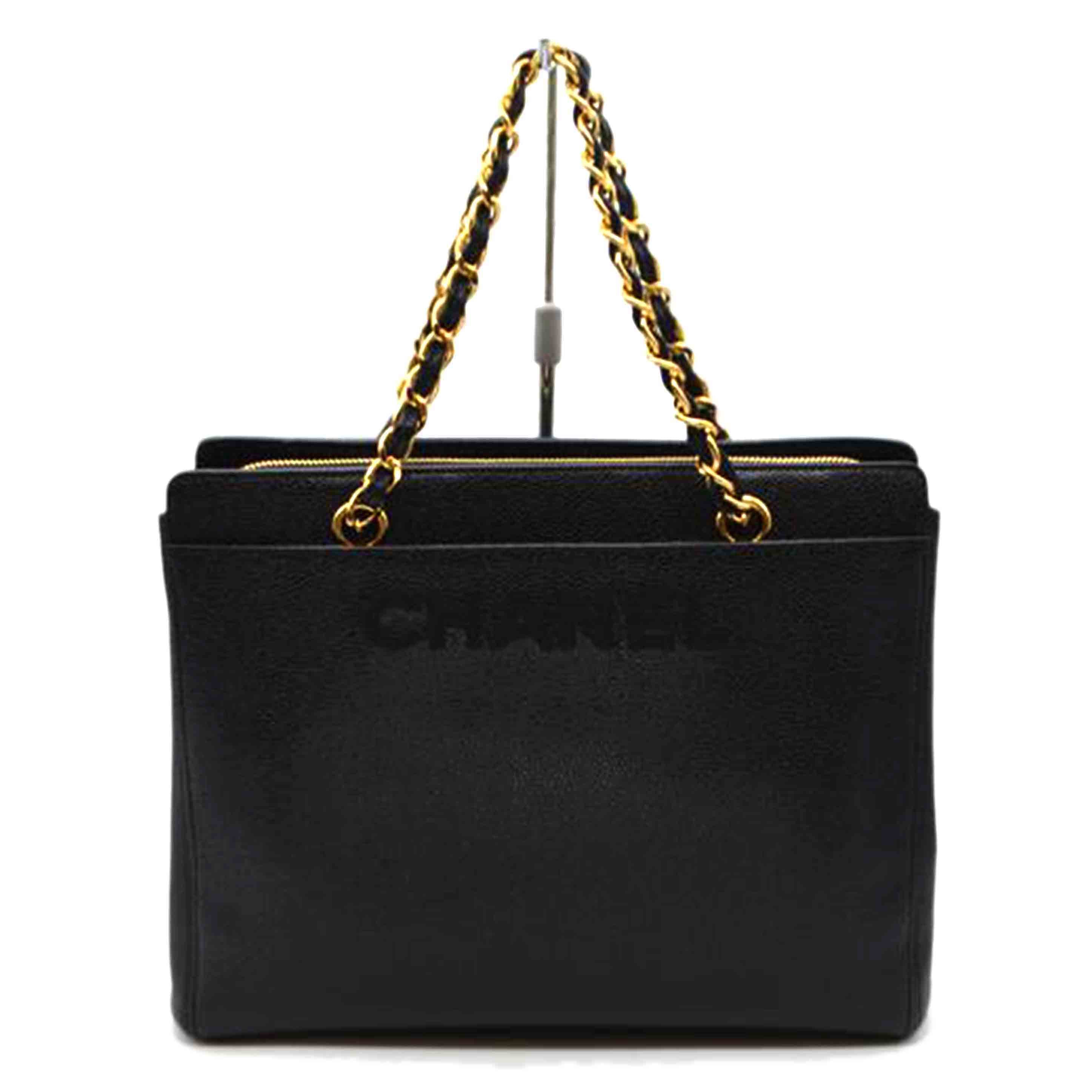 CHANEL シャネル/キャビアスキンロゴチェーンレザーハンド/ノワール/A08913//517****/Aランク/89