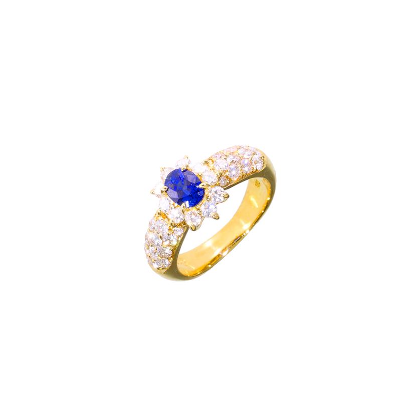 / ◎K18サファイヤダイヤリング0.65/D0.66ct//Aランク/59