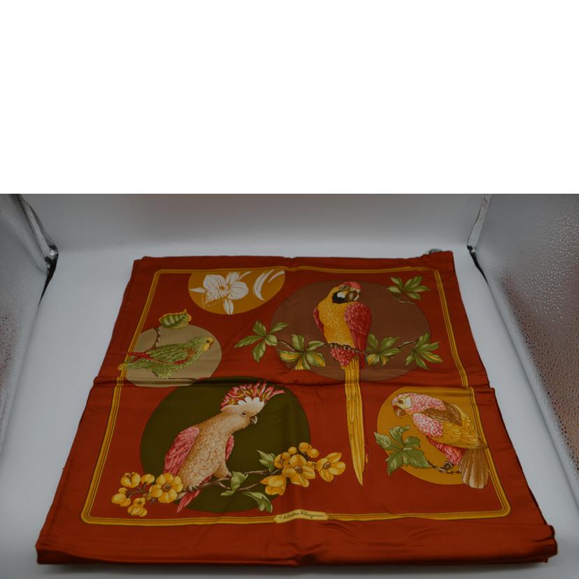 Ferragamo フェラガモ/フェラガモテラコッタオウムシルクベロアスカーフ//ABランク/89