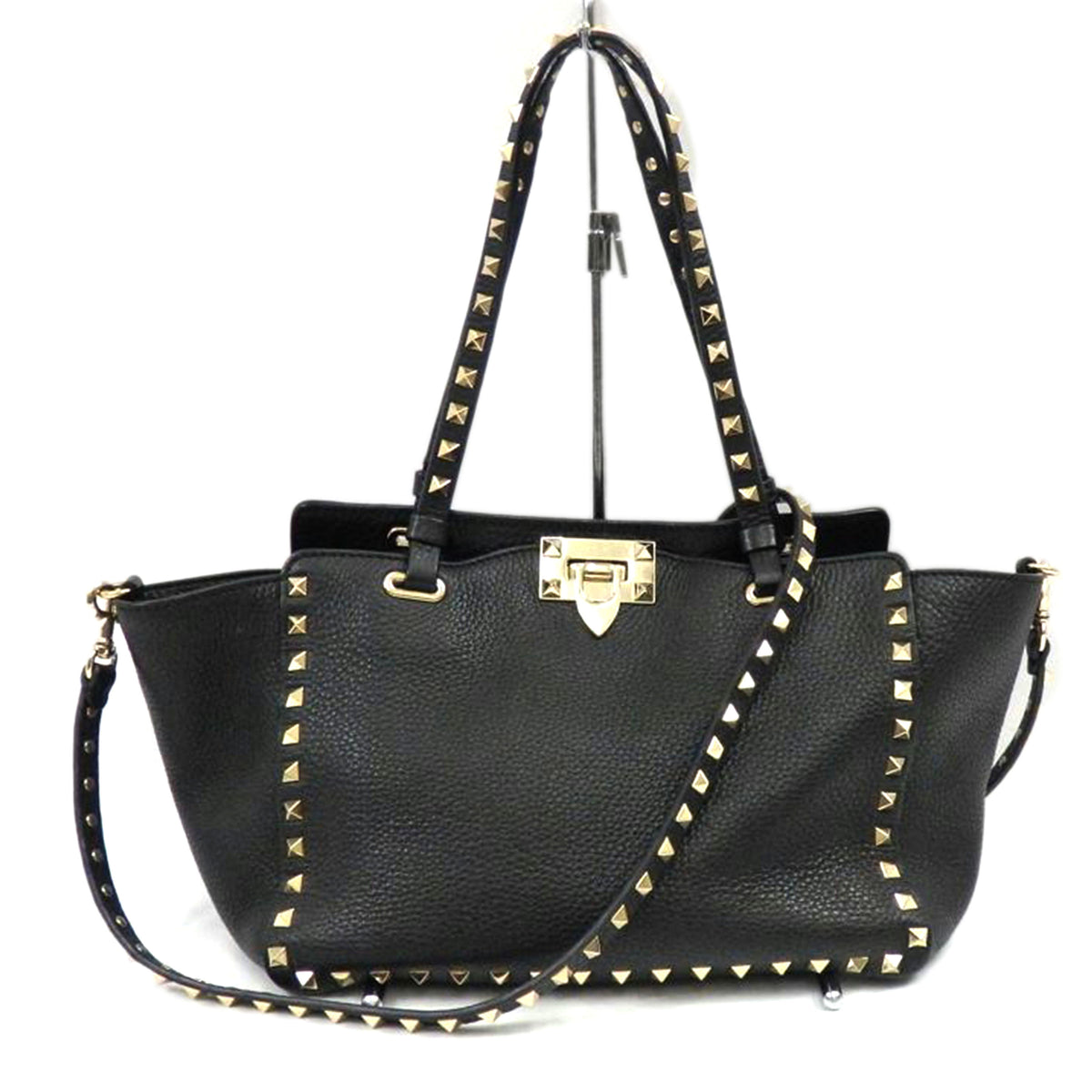 VALENTINO ヴァレンチノ/カラヴァーニロックスタッズスモールダブルハンドルバッグ//BL-********/ABランク/25