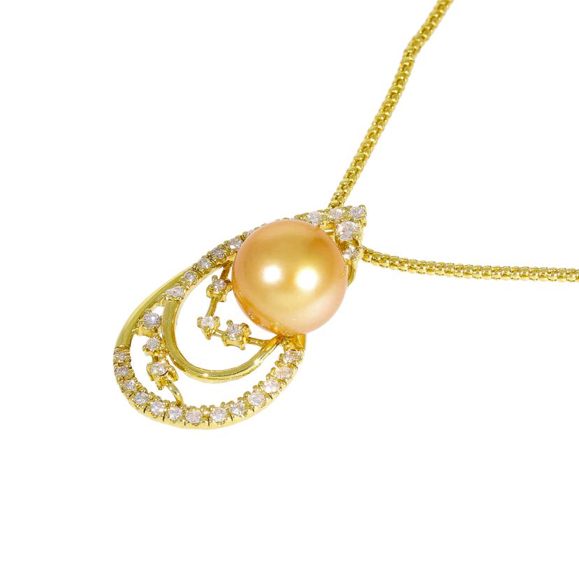 / K18パールダイヤネックレス0.44ct//Aランク/75