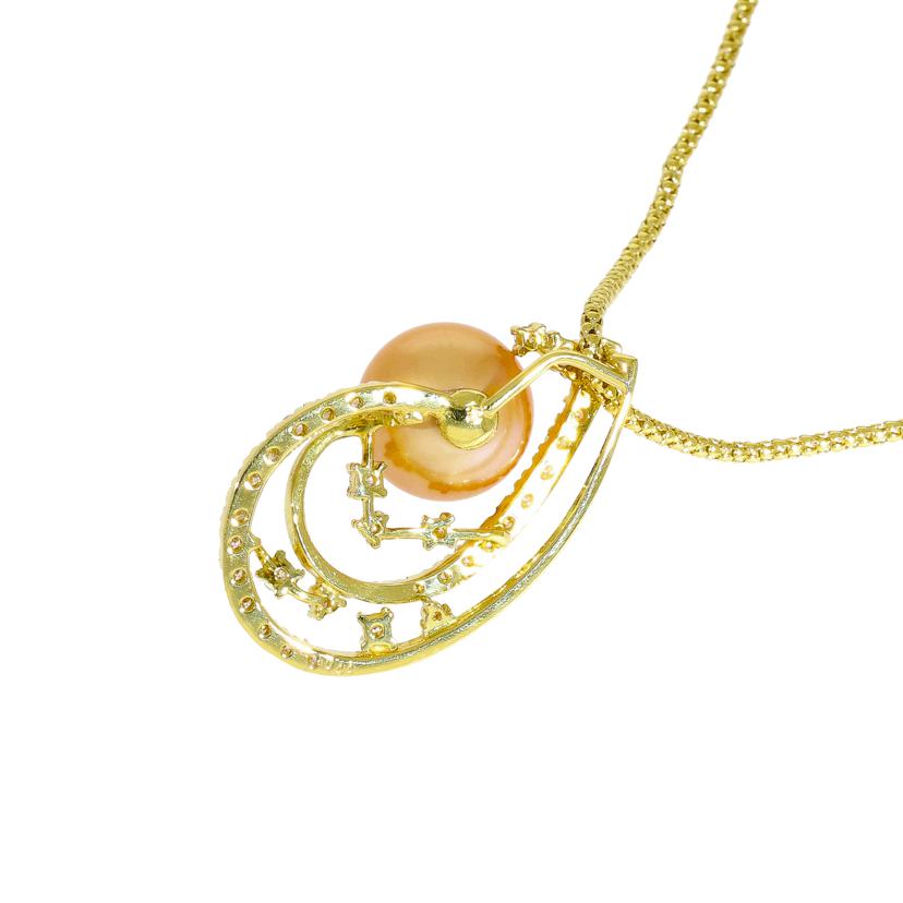 / K18パールダイヤネックレス0.44ct//Aランク/75