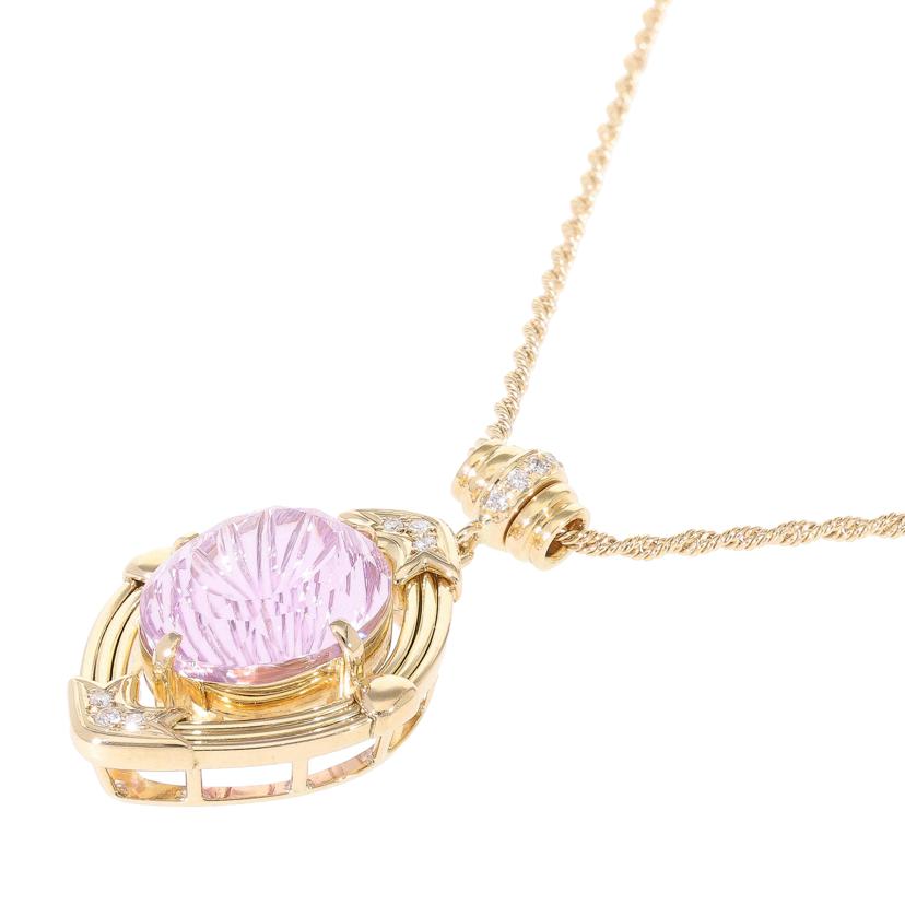 / ◎K18クンツァイトダイヤネックレス14.87/D0.11ct//Aランク/59