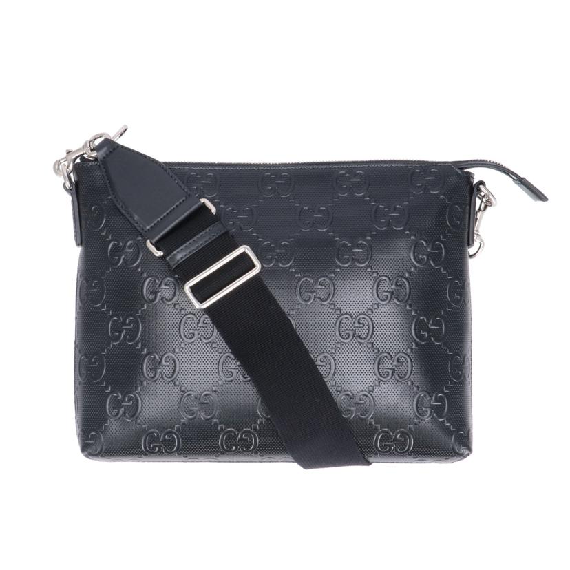 GUCCI グッチ/GGエンボスミディアムメッセンジャーバッグ/ブラック/696009//520***/SAランク/18