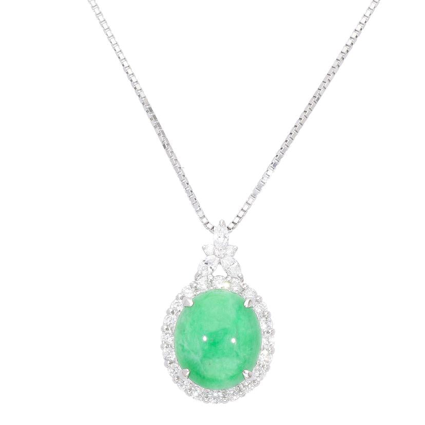 /◎ PT900/850翡翠ダイヤネックレス8.53/D1.09ct//Aランク/59