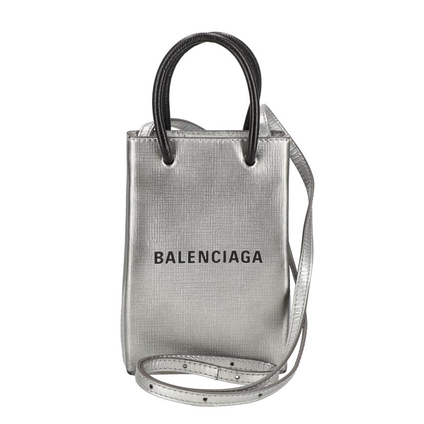 BALENCIAGA バレンシアガ/ショッピングフォンホルダー2WAYショルダーバッグ/シルバー/593826//811**********/ABランク/18