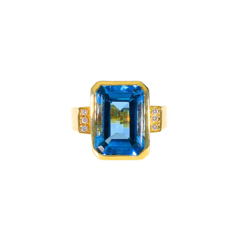 / ◎K18ブルートパーズダイヤリング7.95/D0.05ct//ABランク/59