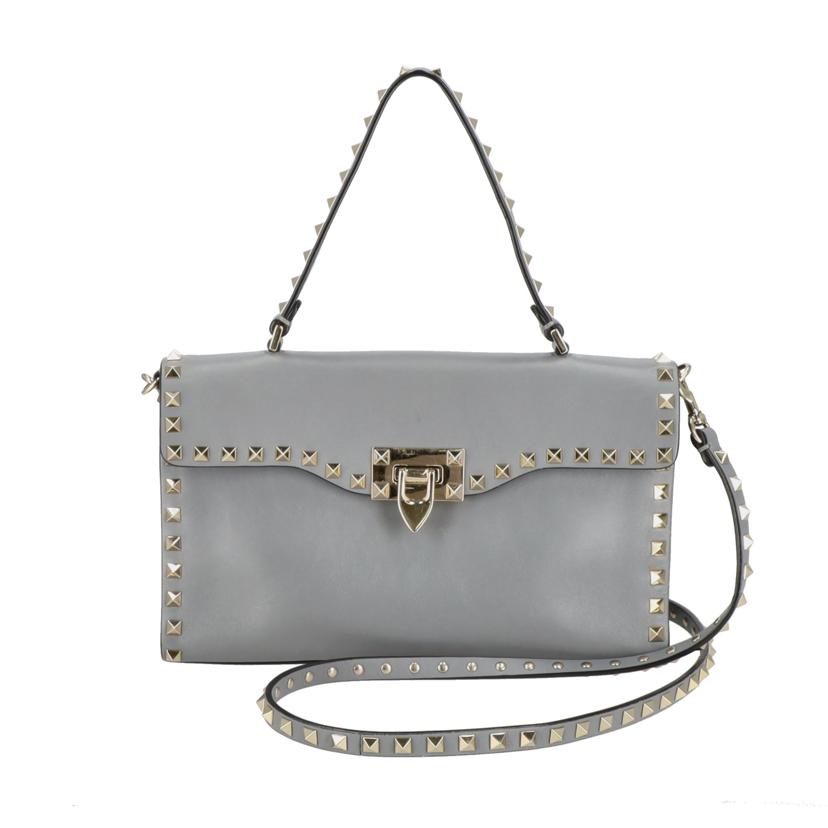 VALENTINO ヴァレンティノ/ロックスタッズトップハンドル2WAYショルダーバッグ/グレー//BL-********/ABランク/18