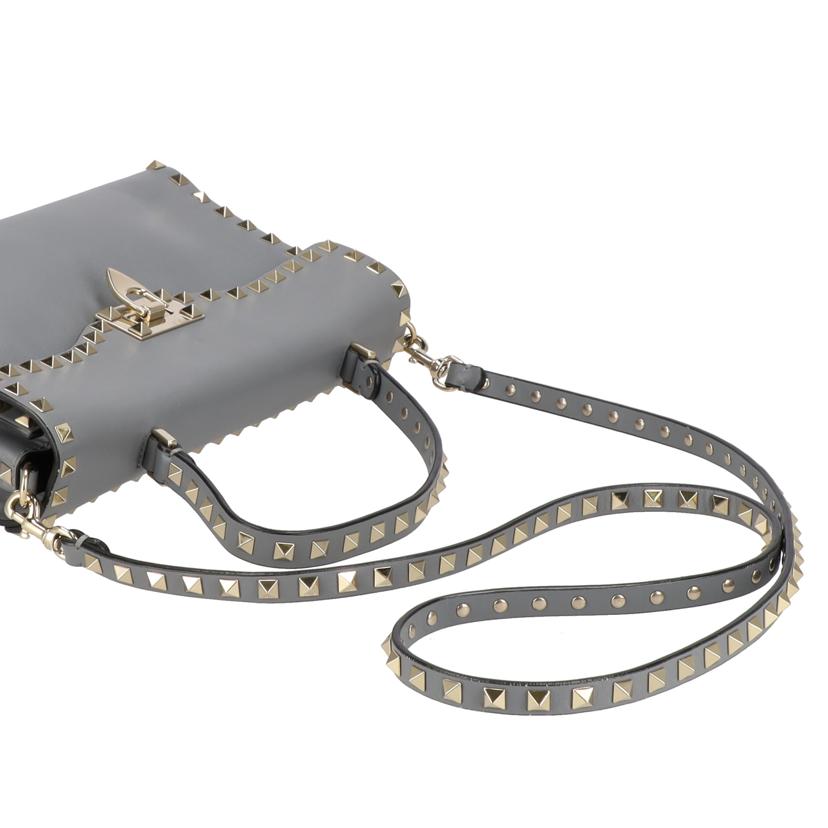 VALENTINO ヴァレンティノ/ロックスタッズトップハンドル2WAYショルダーバッグ/グレー//BL-********/ABランク/18