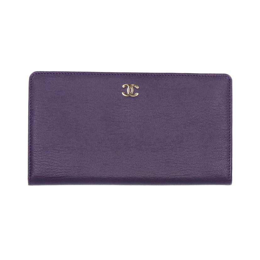 CHANEL シャネル/ココマーク/レザー二つ折り長財布/パープル/A11866//614****/Aランク/18