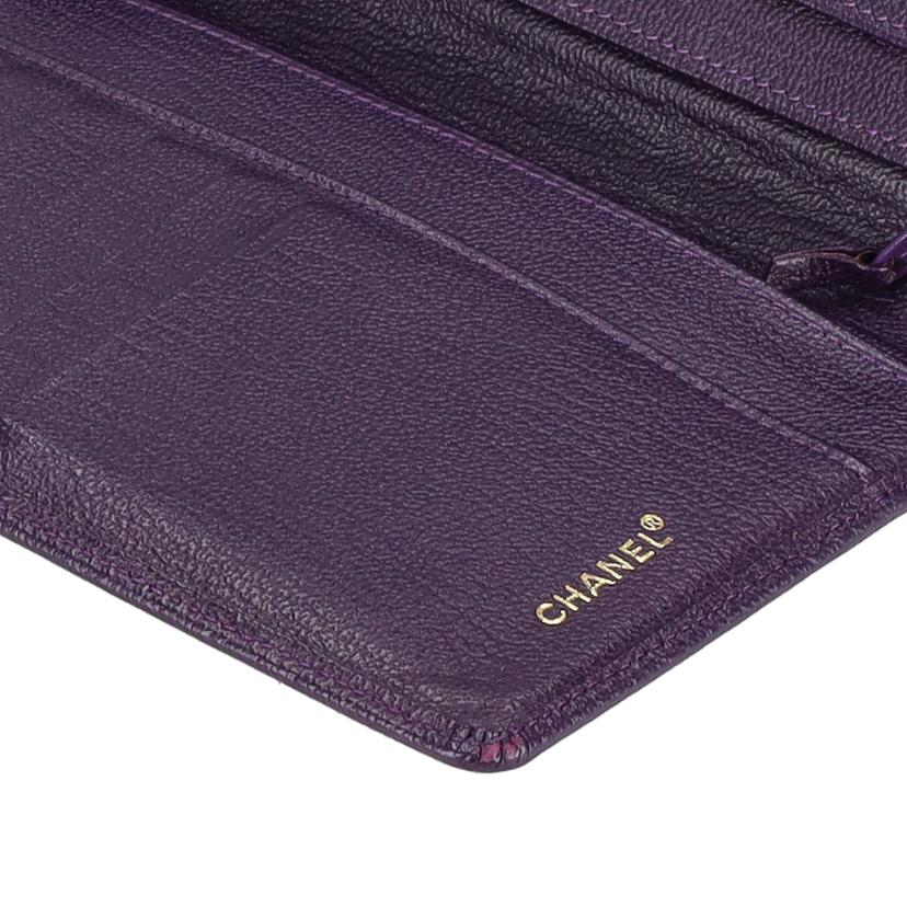 CHANEL シャネル/ココマーク/レザー二つ折り長財布/パープル/A11866//614****/Aランク/18