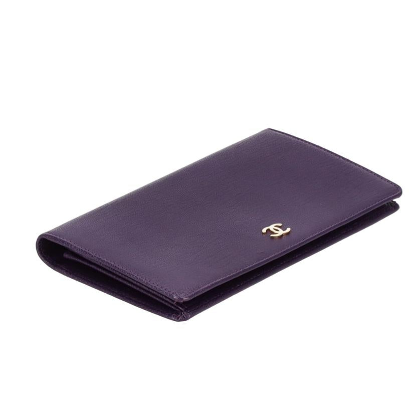 CHANEL シャネル/ココマーク/レザー二つ折り長財布/パープル/A11866//614****/Aランク/18
