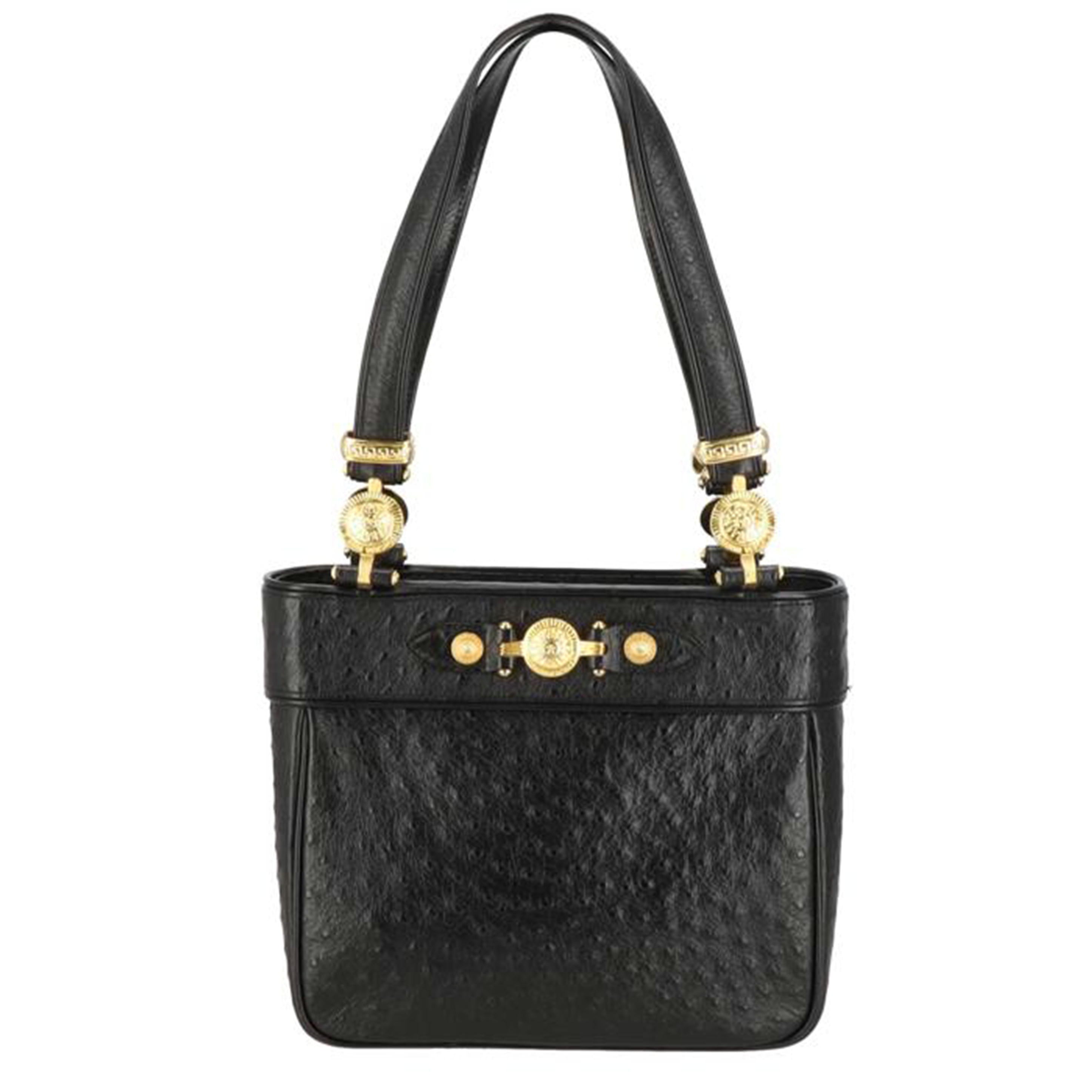 GIANNI VERSACE ジャンニヴェルサーチ/ゴールド金具/ハンドバッグ/ブラック//Aランク/18