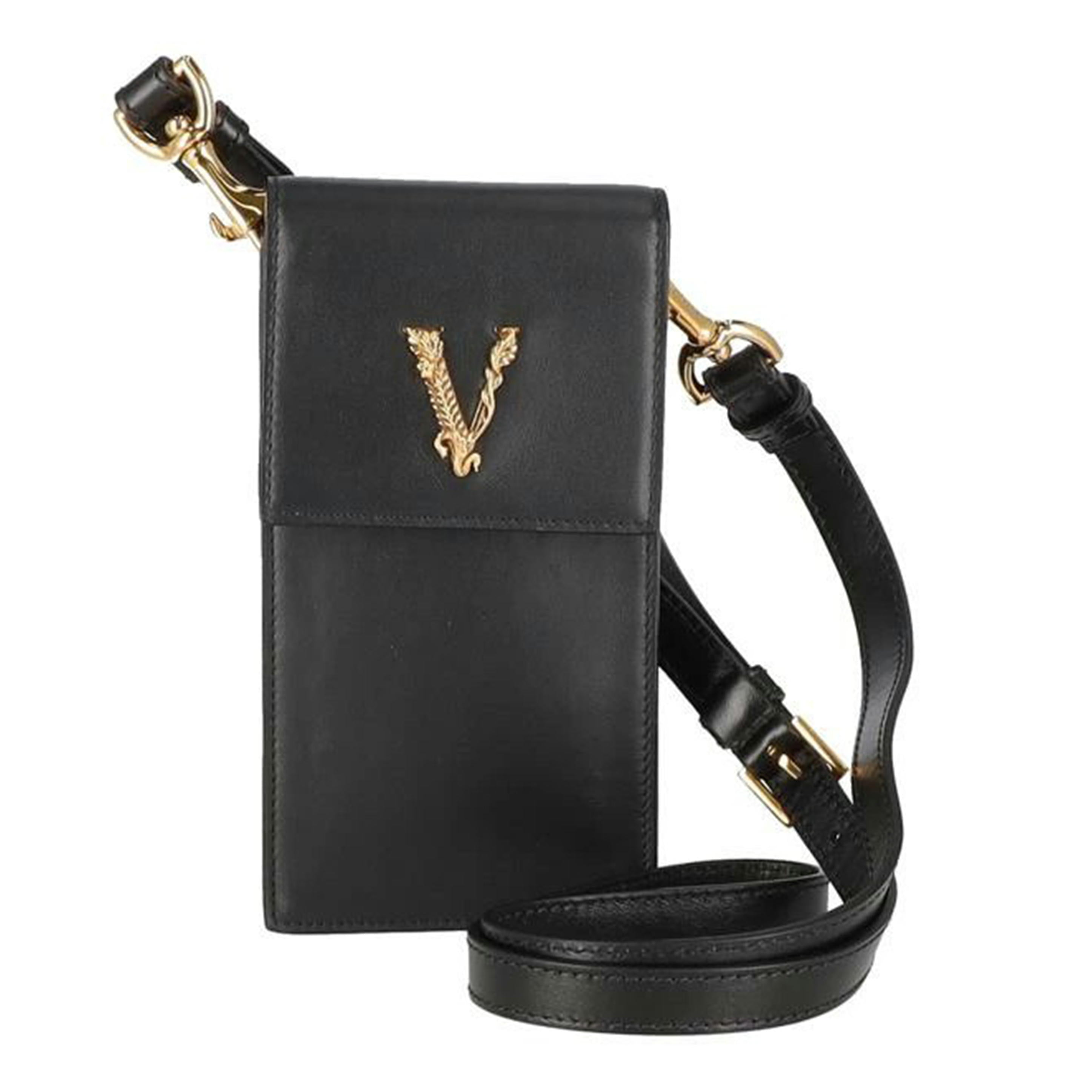 VERSACE ヴェルサーチ/ヴィルトゥスレザーフォンショルダーポーチ/ブラック//Aランク/18
