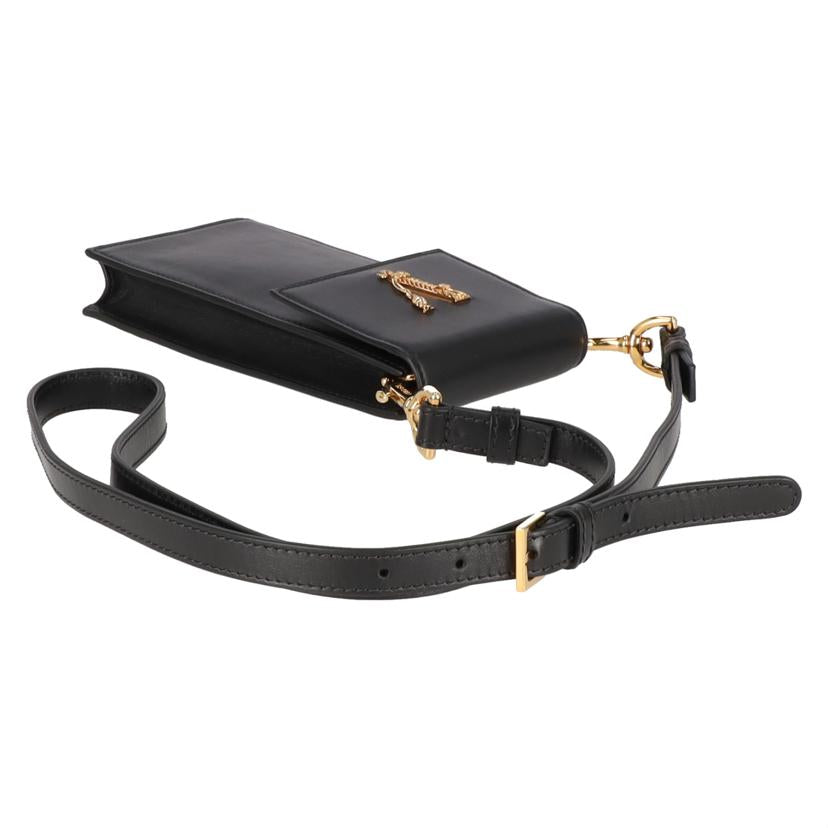 VERSACE ヴェルサーチ/ヴィルトゥスレザーフォンショルダーポーチ/ブラック//Aランク/18