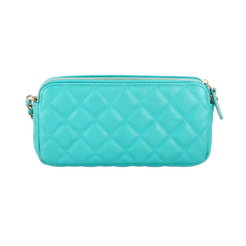 CHANEL シャネル/マトラッセキャビアスキン/Wジップチェーンウォレット/グリーン//229*****/ABランク/18