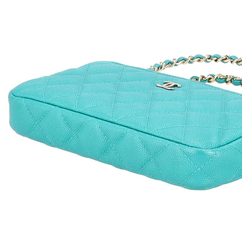 CHANEL シャネル/マトラッセキャビアスキン/Wジップチェーンウォレット/グリーン//229*****/ABランク/18