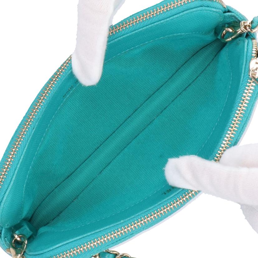 CHANEL シャネル/マトラッセキャビアスキン/Wジップチェーンウォレット/グリーン//229*****/ABランク/18