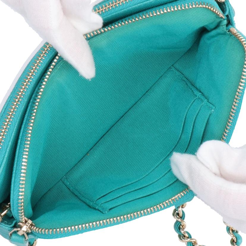 CHANEL シャネル/マトラッセキャビアスキン/Wジップチェーンウォレット/グリーン//229*****/ABランク/18