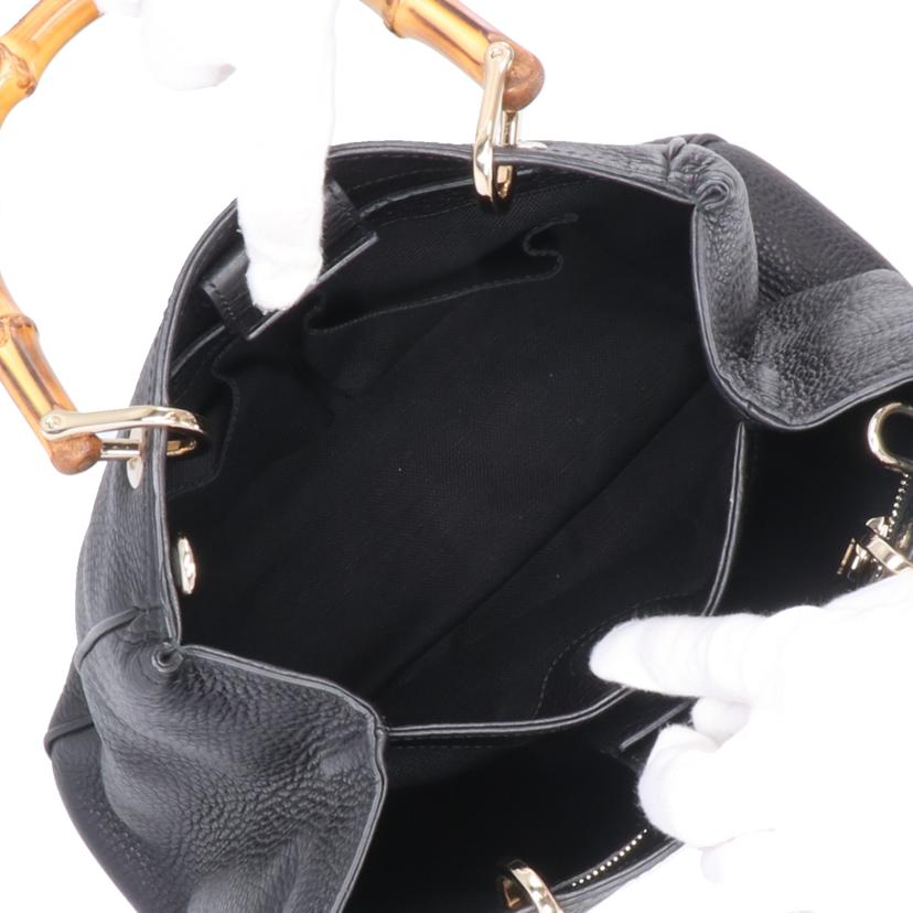 GUCCI グッチ/バンブーショッパースモールレザー2WAYトートバッグ/ブラック/336032//520***/SAランク/18