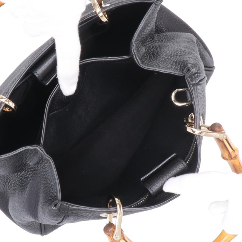 GUCCI グッチ/バンブーショッパースモールレザー2WAYトートバッグ/ブラック/336032//520***/SAランク/18