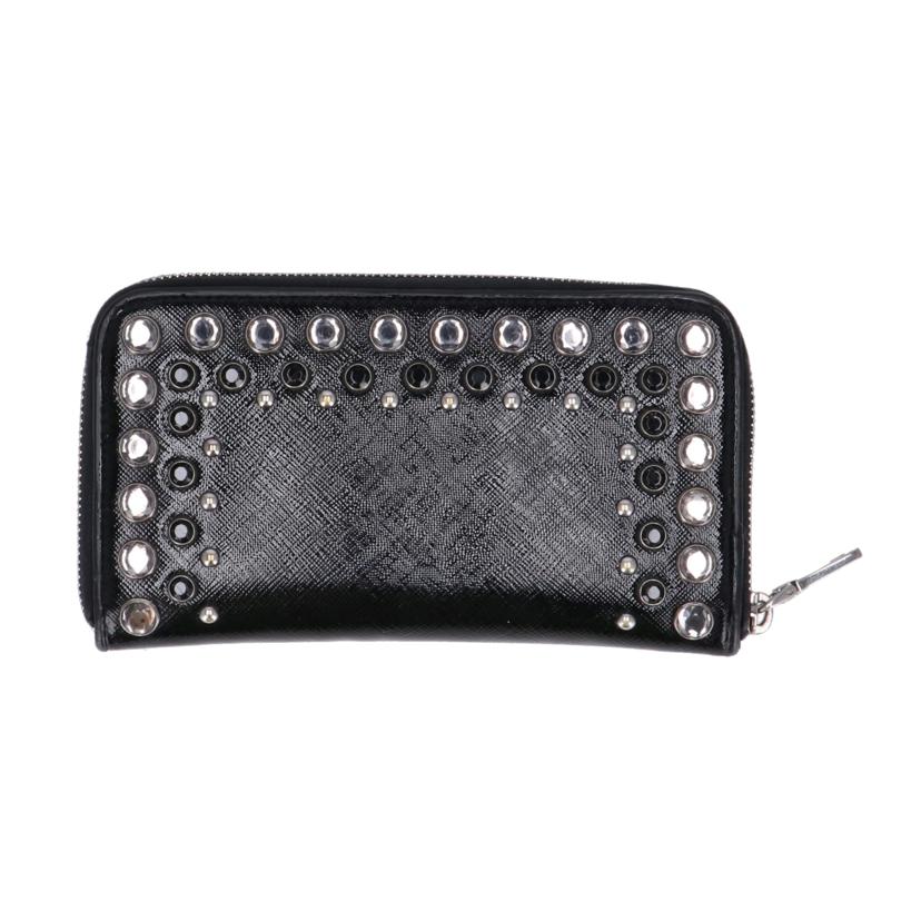 PRADA プラダ/ビジューラウンドファスナー長財布/ブラック/1M0506//164/ABランク/18