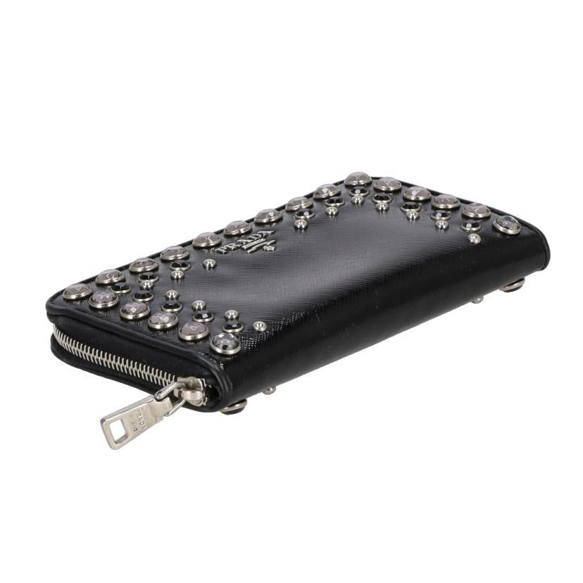 PRADA プラダ/ビジューラウンドファスナー長財布/ブラック/1M0506//164/ABランク/18